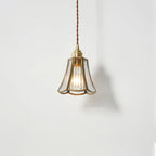 Mirelle Glass Blossom LED Pendant Lamp With Brass Frame, Vintage Style, Bulb Included | Petprovac