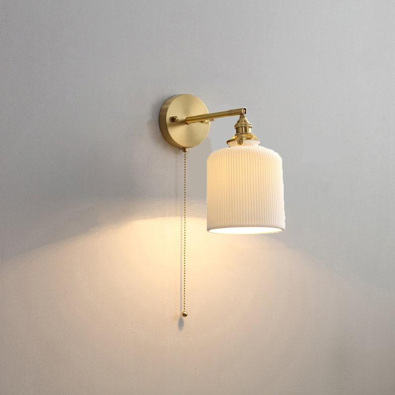 Lantern Cup-Shaped Ribbed Ceramic Wall Sconce, Bulb Included | Petprovac