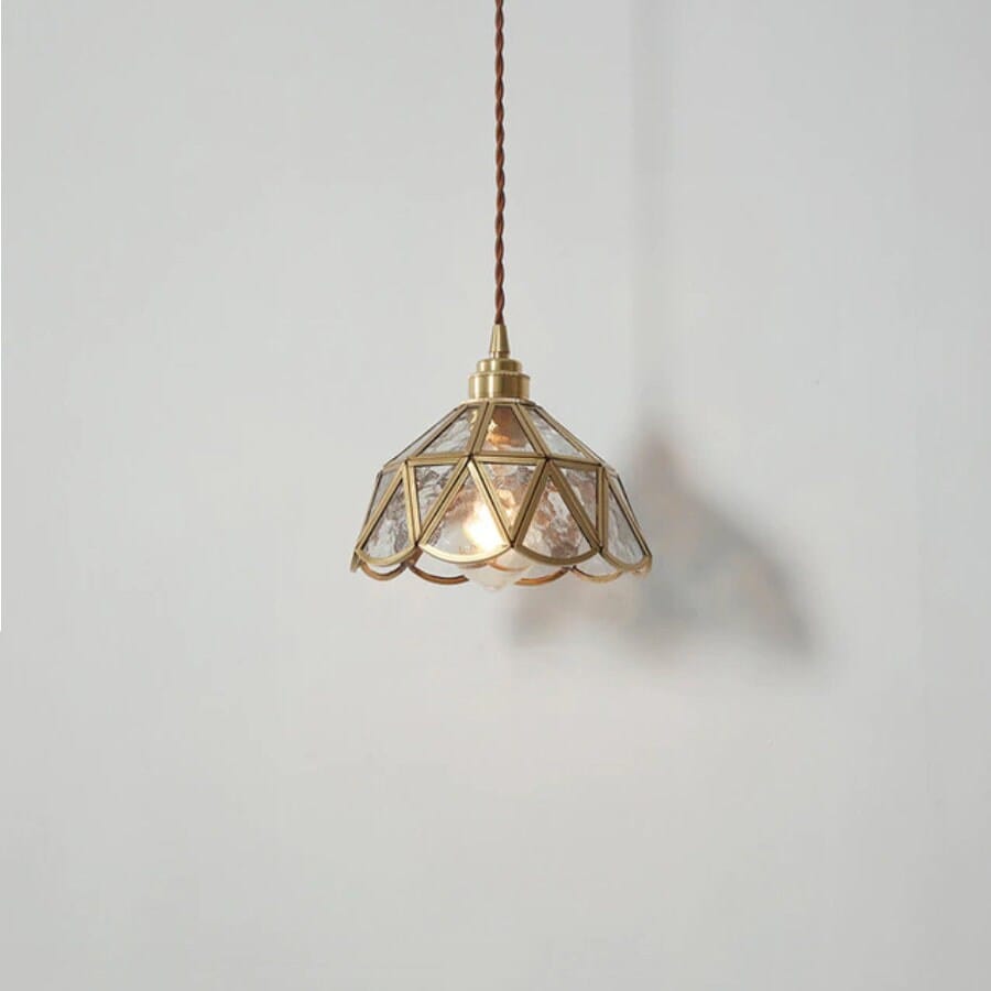 Mirelle Glass Blossom LED Pendant Lamp With Brass Frame, Vintage Style, Bulb Included | Petprovac
