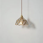 Mirelle Glass Blossom LED Pendant Lamp With Brass Frame, Vintage Style, Bulb Included | Petprovac