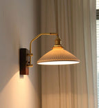 Aveline | Vintage Ceramic LED Wall Light With Black Walnut Wood Fixture | Petprovac