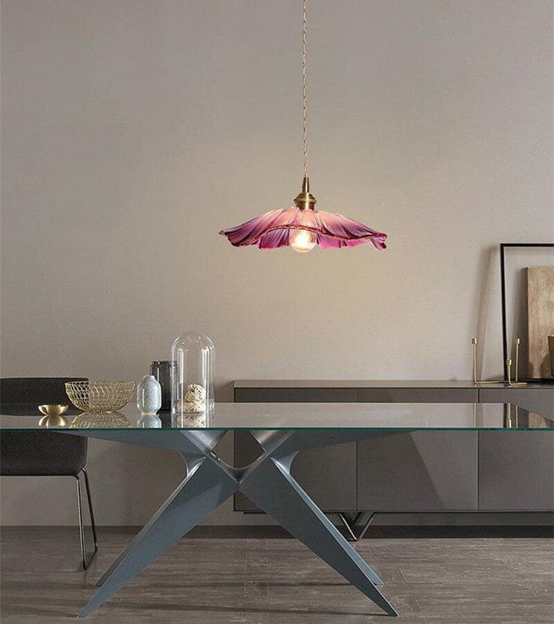 Lampada a sospensione Lunara Violet in vetro a forma di girasole, LED in stile retrò con lampadina inclusa | Petprovac