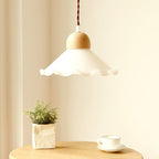 Alvara Vintage White Opaline Glass Flower LED Pendant Light With Brushed Brass Lamp Holder, Bulb Included | Petprovac