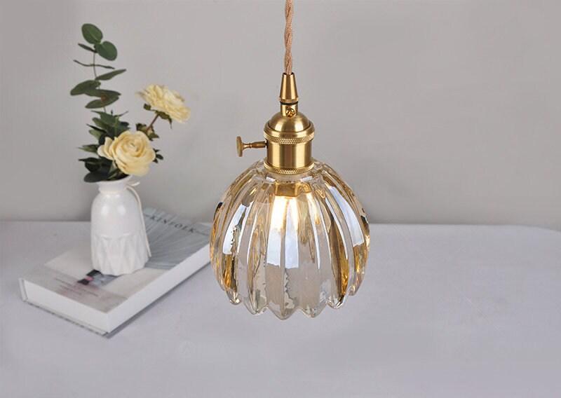 Marisel | Mini Glas Blumen LED Pendelleuchte im Vintage-Stil - Glühbirne Inklusive | Petprovac