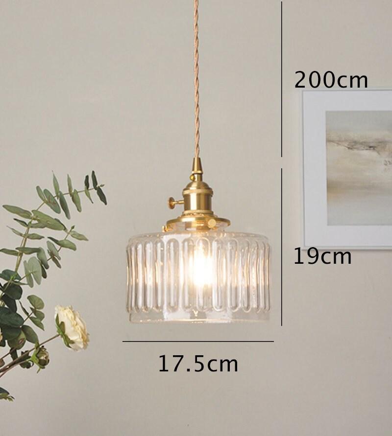 Vintage Style Short Cylinder Pendant Light with Fluted Glass and LED Bulb Included | Petprovac