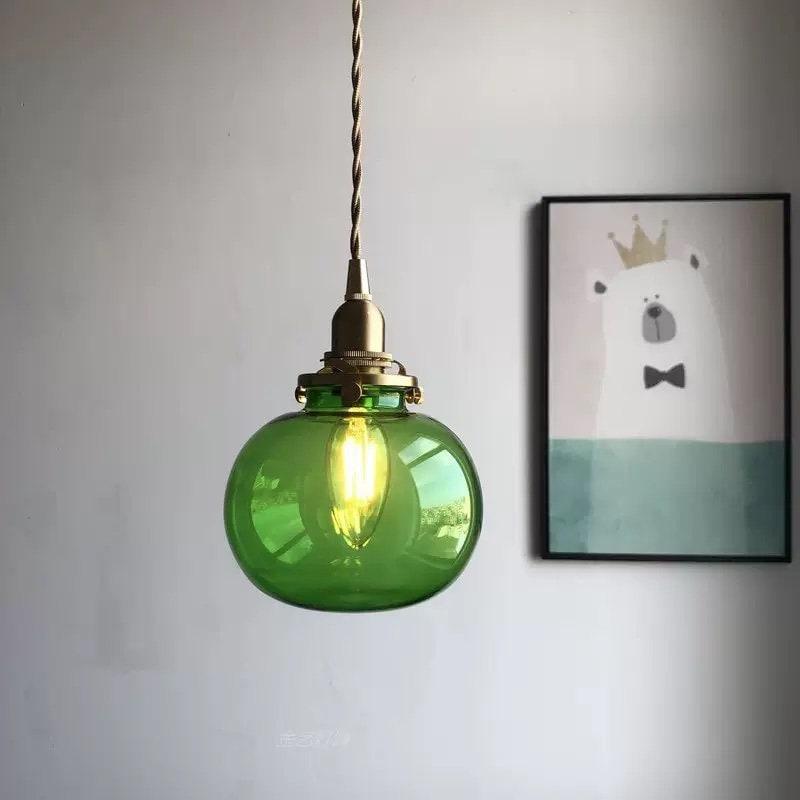 Lunora kézzel készített vintage üveg függeszték LED izzóval együtt