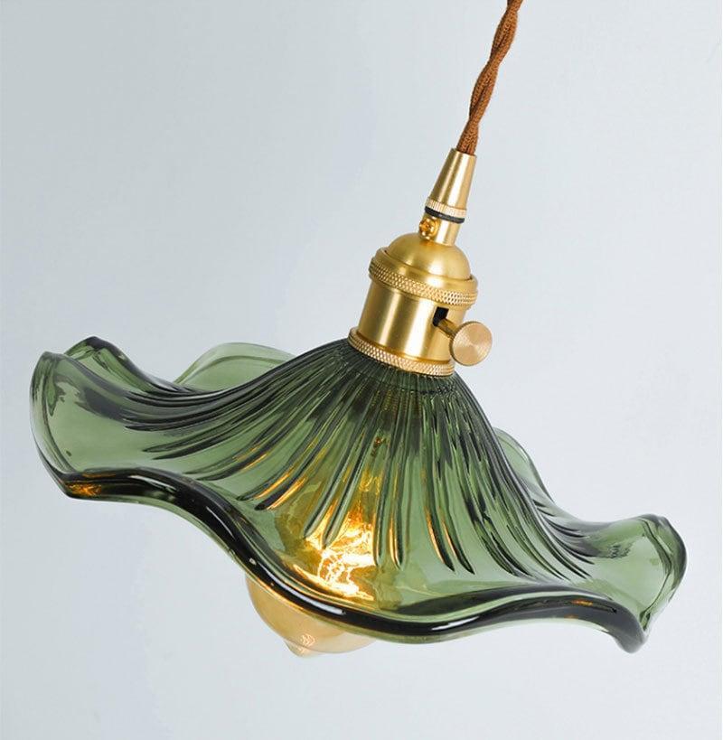 Calista glas hibiscus blomst vedhængslampe i vintage stil, LED-pære inkluderet | Petprovac