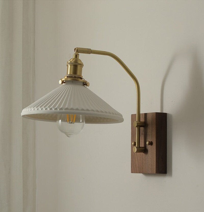 Aveline | Vintage Ceramic LED Wall Light With Black Walnut Wood Fixture | Petprovac