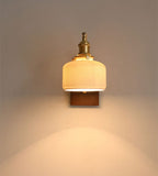 Aveline | Vintage Ceramic LED Wall Light With Black Walnut Wood Fixture | Petprovac