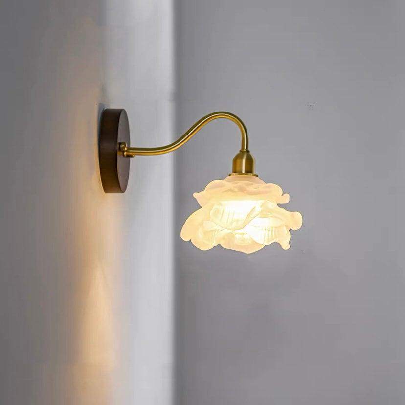 Laira Bloom Layered Glass Flower Wall Sconce With Wood Accent and Bulb Included | Petprovac