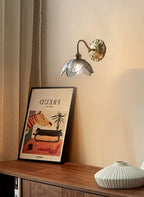 Lyra Lotus Wall Light Seeded Glass Brushed Brass Sconce