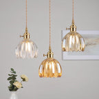 Marisel | Mini Glas Blumen LED Pendelleuchte im Vintage-Stil - Glühbirne Inklusive | Petprovac