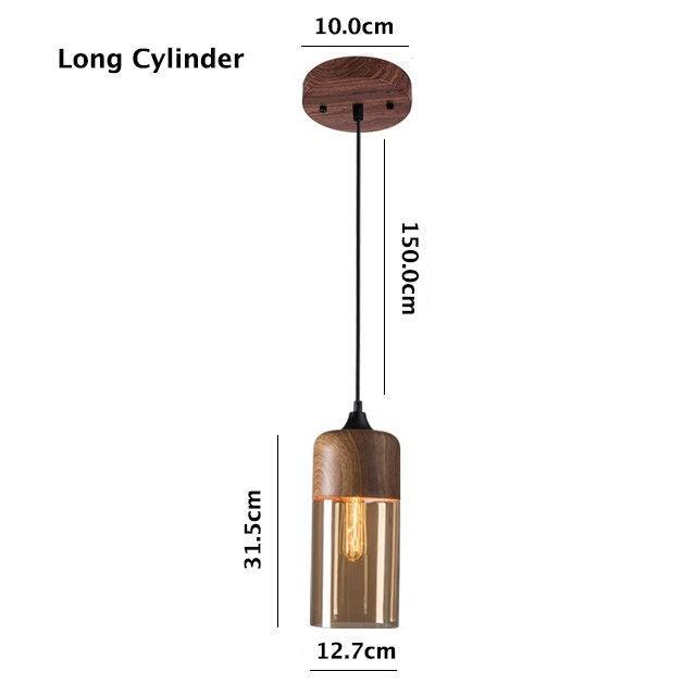 Lampada a sospensione LED in metallo Lumina Nordic con design in legno, paralume in vetro color tè e lampadina inclusa | Petprovac