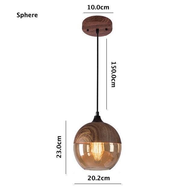 Lampada a sospensione LED in metallo Lumina Nordic con design in legno, paralume in vetro color tè e lampadina inclusa | Petprovac