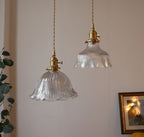 Montfleur French Vintage Fluted Glass Flower Pendant Light With LED Bulb Included | Petprovac
