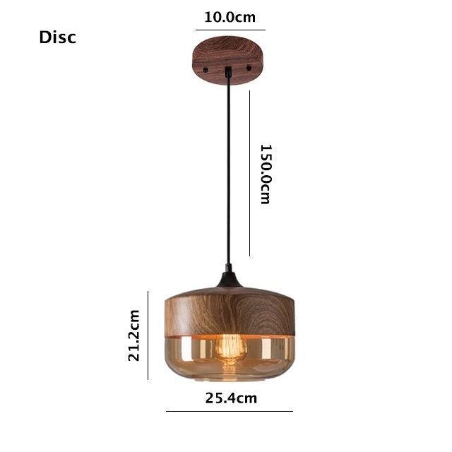 Lampada a sospensione LED in metallo Lumina Nordic con design in legno, paralume in vetro color tè e lampadina inclusa | Petprovac