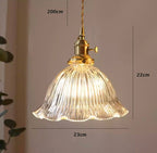 Montfleur French Vintage Fluted Glass Flower Pendant Light With LED Bulb Included | Petprovac