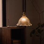 Montfleur French Vintage Fluted Glass Flower Pendant Light With LED Bulb Included | Petprovac