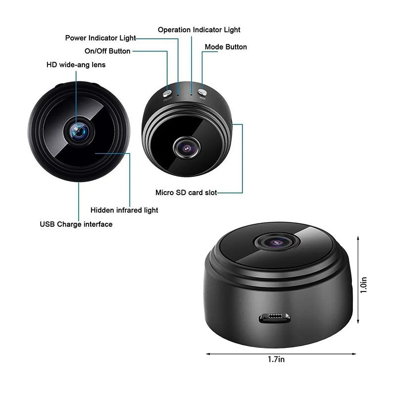 Intelligent HD Mini Security Camera For Around Clock Remote Monitoring And Night Vision