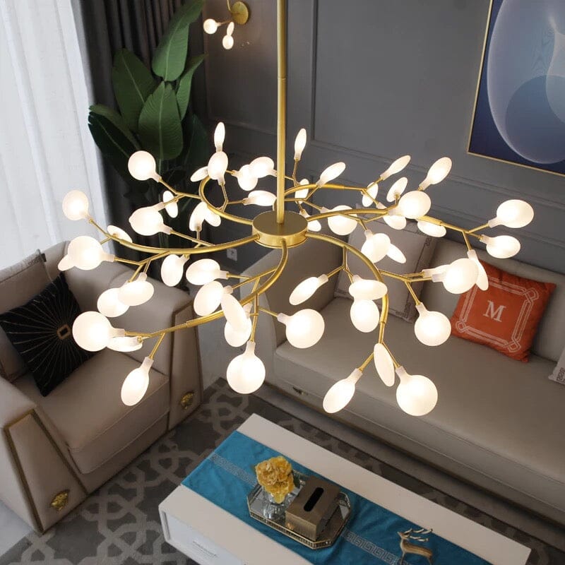 Lampadario a ramo dorato