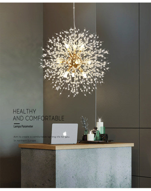 Asterra Modern Crystal Dandelion Pendant Ceiling Light