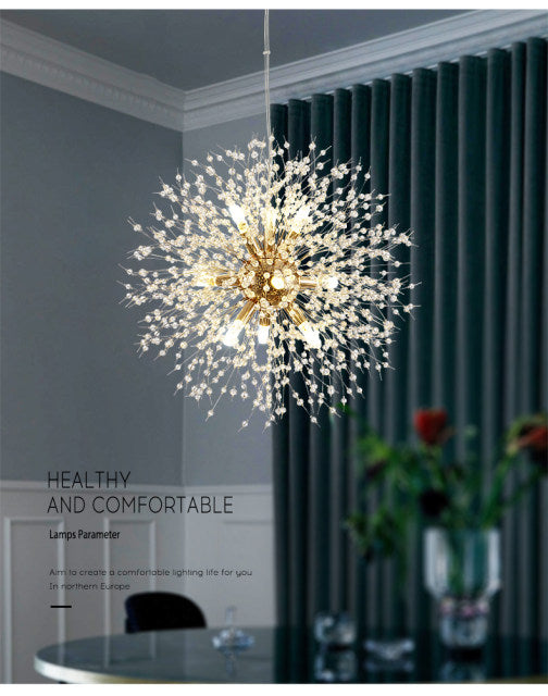Asterra Modern Crystal Dandelion Pendant Ceiling Light