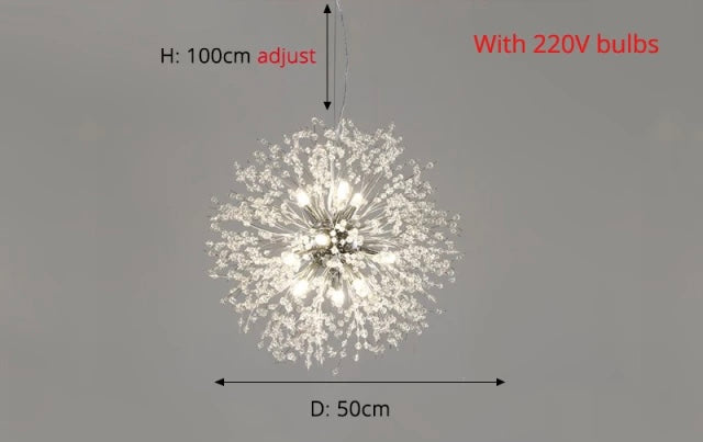 Asterra Modern Crystal Dandelion Pendant Ceiling Light
