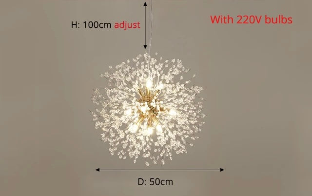 Asterra Modern Crystal Dandelion Pendant Ceiling Light