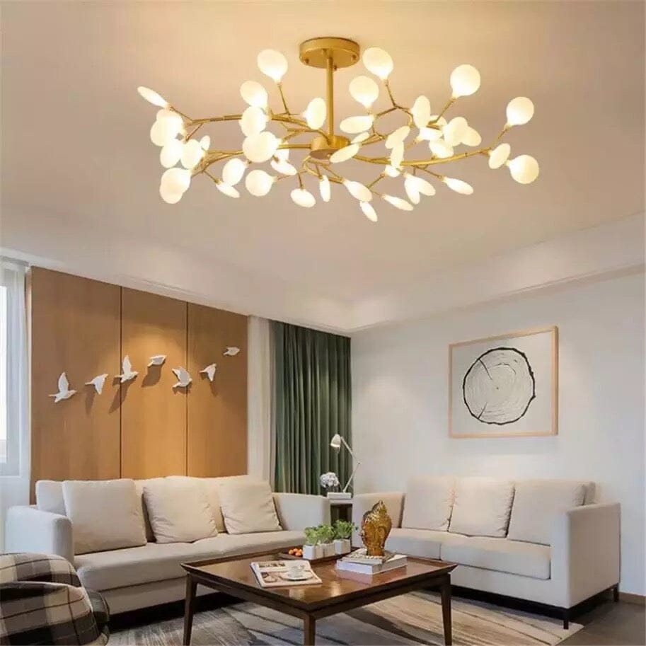 Lampadario a ramo dorato