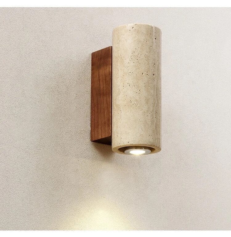 Ebenholz Travertin Wandleuchte