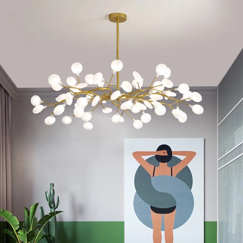 Lampadario a ramo dorato