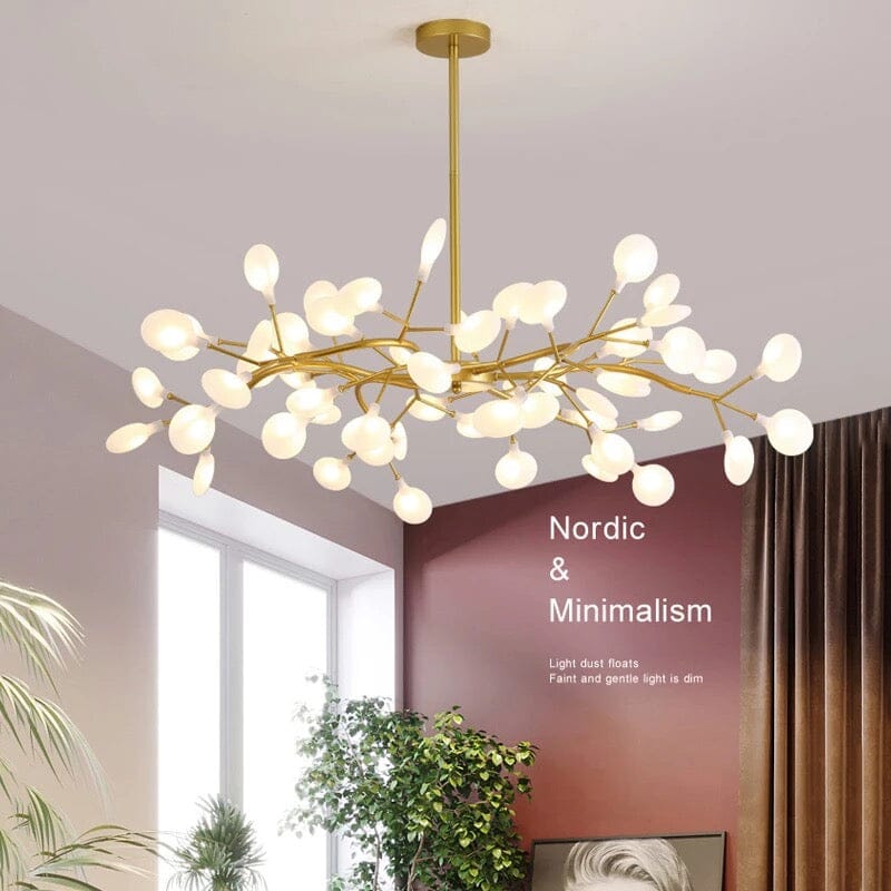 Lampadario a ramo dorato