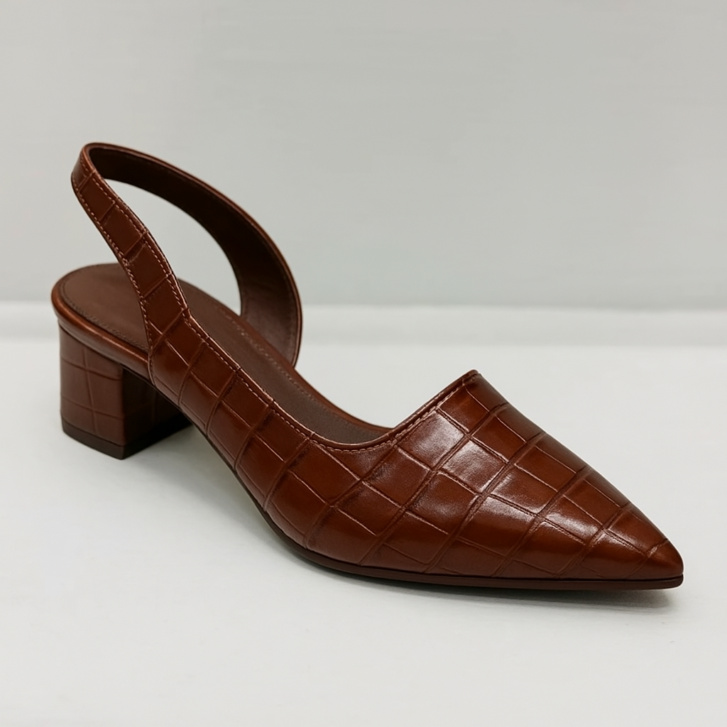 Asteria Croco-præget Slingback-pumps til kvinder med hel dags komfortgaranti