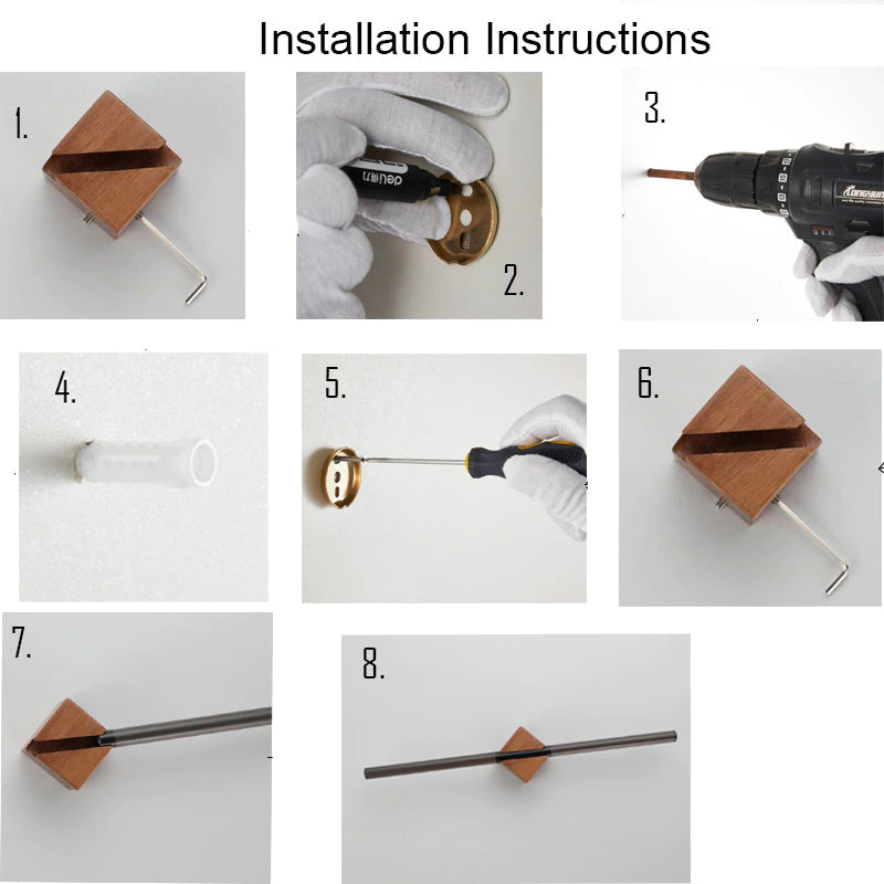 Elmora håndkleholder i rustfritt stål med trestruktur