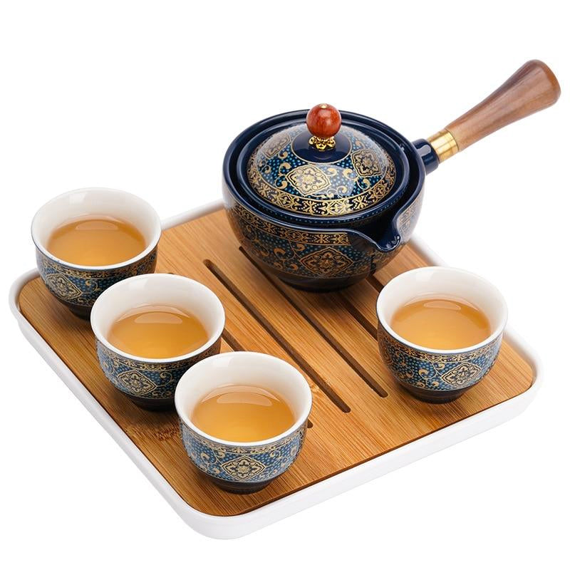 Aurelia Ceramic Rotating Teapot Set for Gongfu Tea