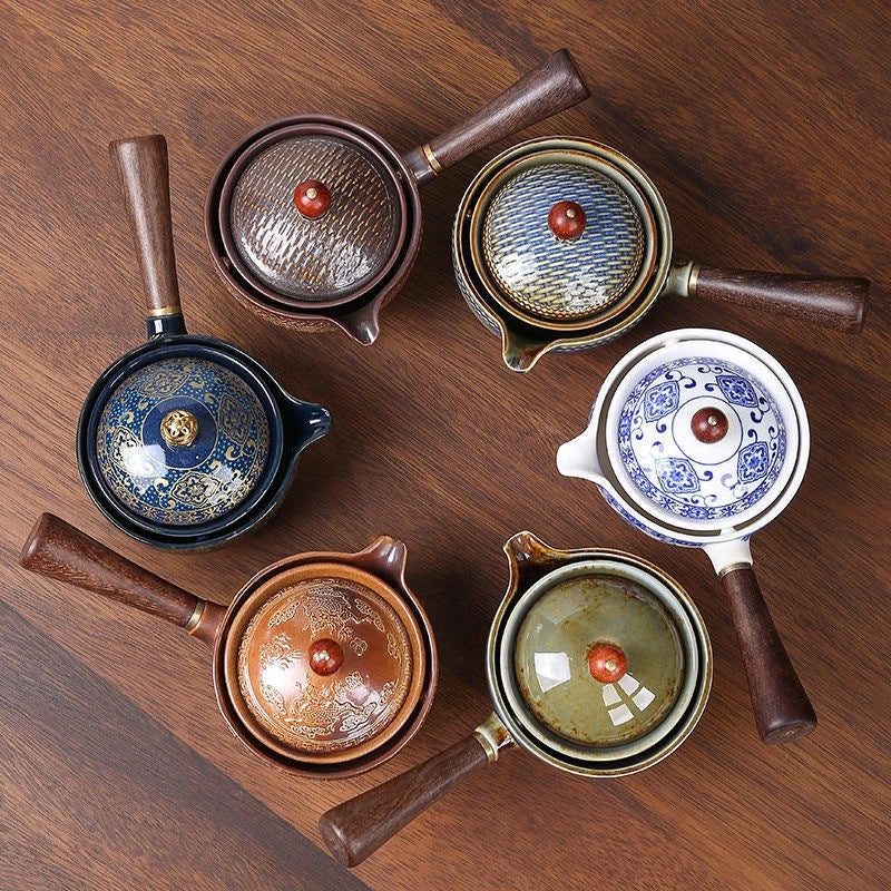 Aurelia Ceramic Rotating Teapot Set for Gongfu Tea