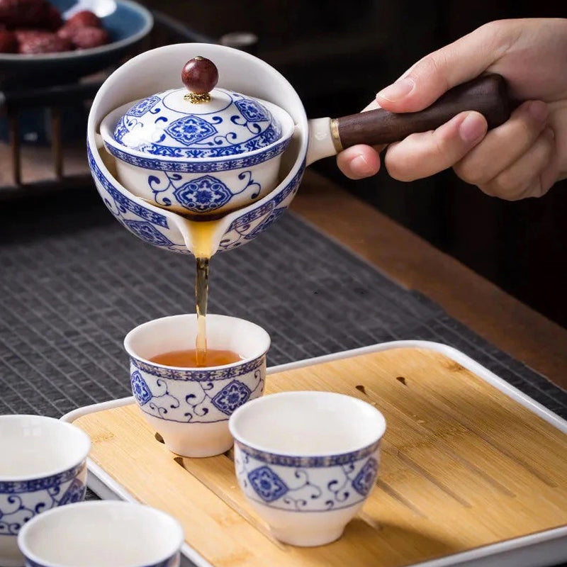 Aurelia Ceramic Rotating Teapot Set for Gongfu Tea