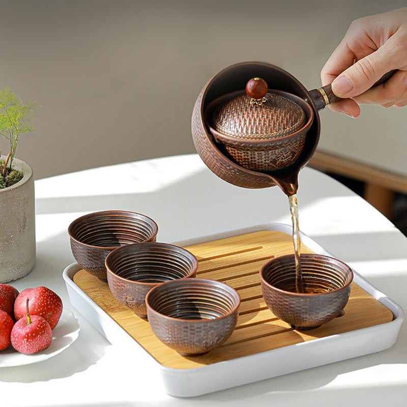 Aurelia Ceramic Rotating Teapot Set for Gongfu Tea