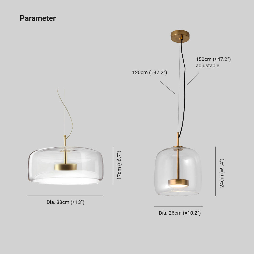 Solara Retro LED Pendelleuchte in goldfarbenem Metall und bernsteinfarbenem Glas