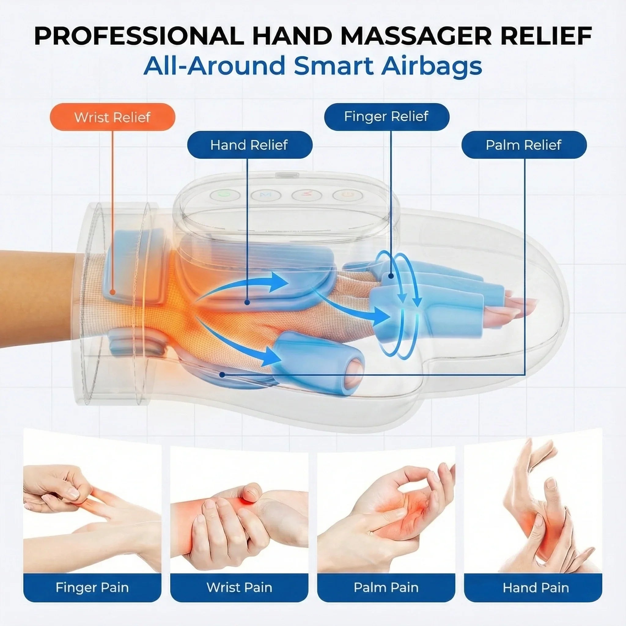 Isıtmalı ve Bilek Destekli ArthroFlex Pro 3'ü 1 Arada El Masaj Aleti