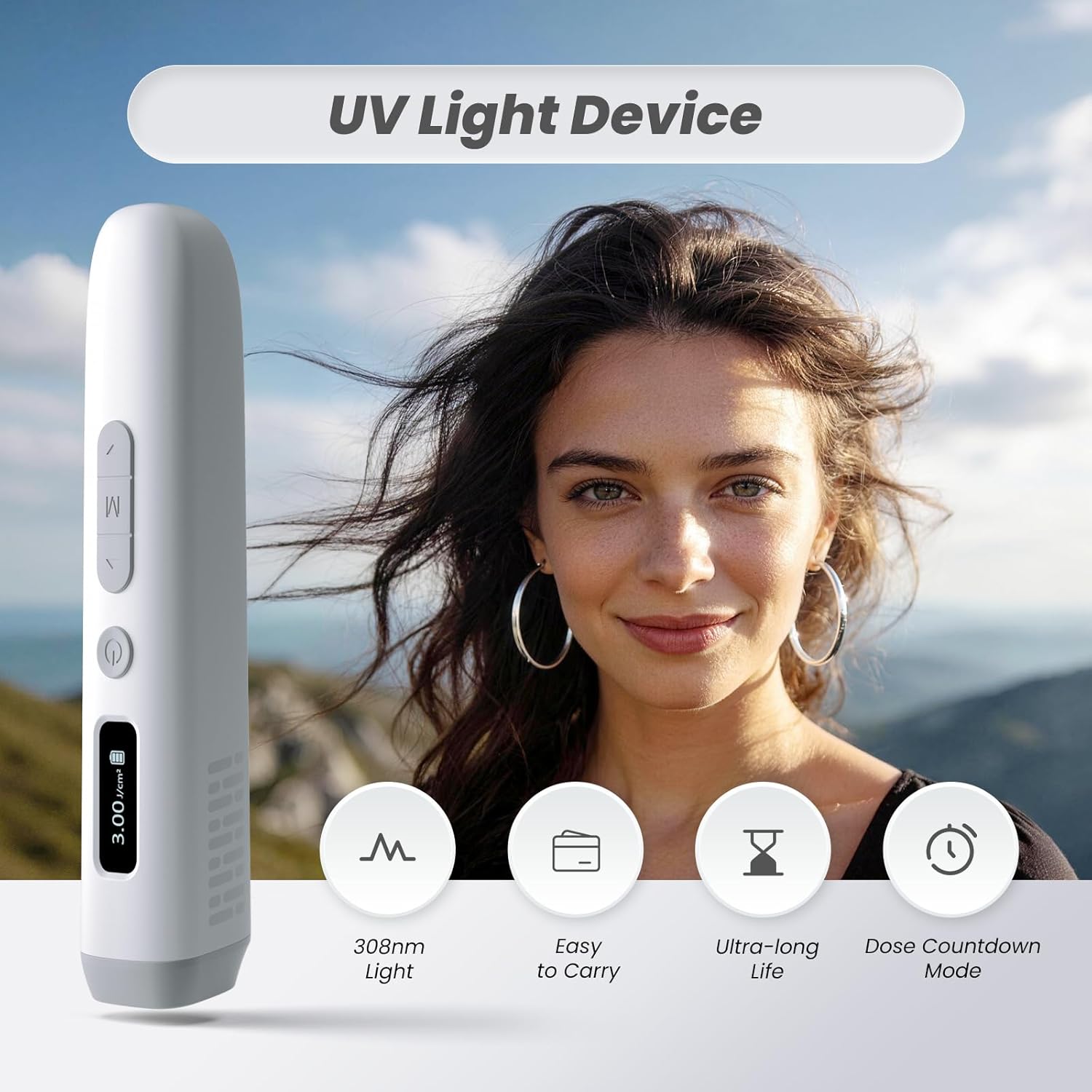 Dispositivo Portatile di Fototerapia UVB 308nm 2026 – Trattamento Domestico per Psoriasi, Eczema, Vitiligine e Altro