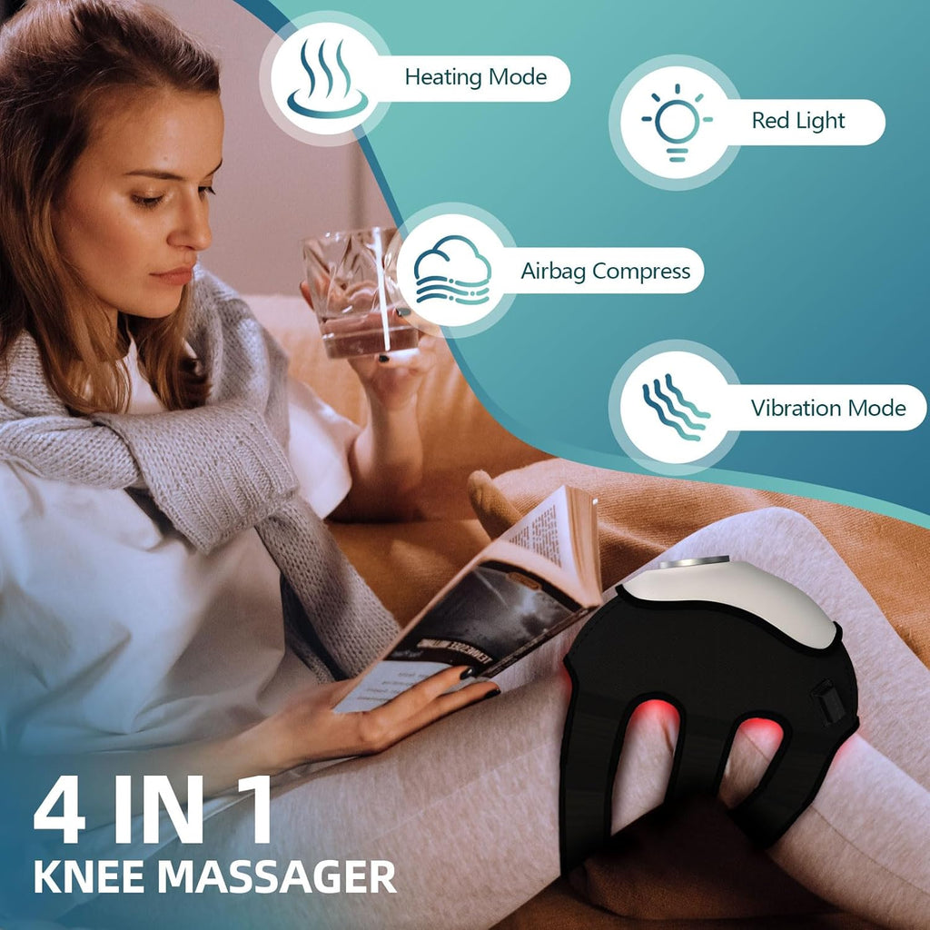 Wireless Knee Massager with Heat, Compression and Red Light for Everyday Knee Comfort