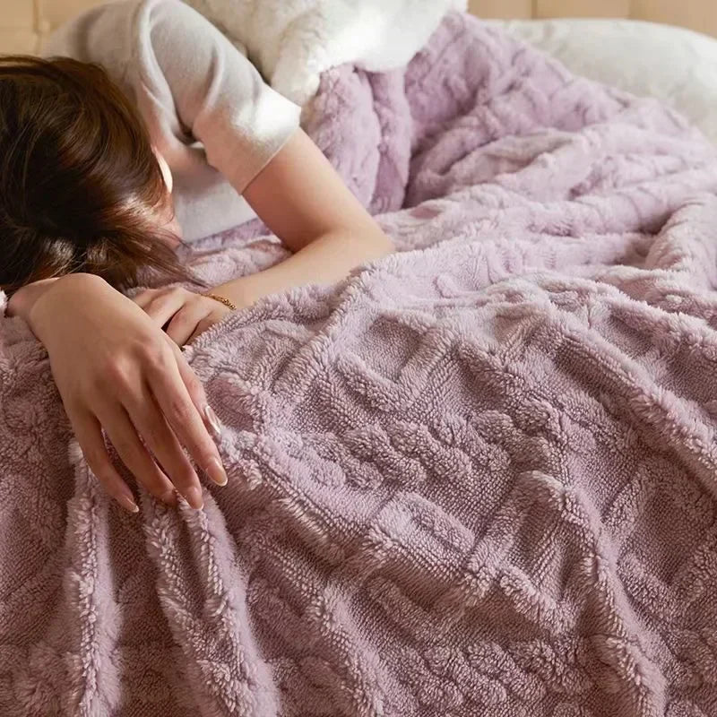 بطانية سنوهيفن من الصوف مع فلانيل ميكروفايبر مزدوج الوجه وصوف الحمل