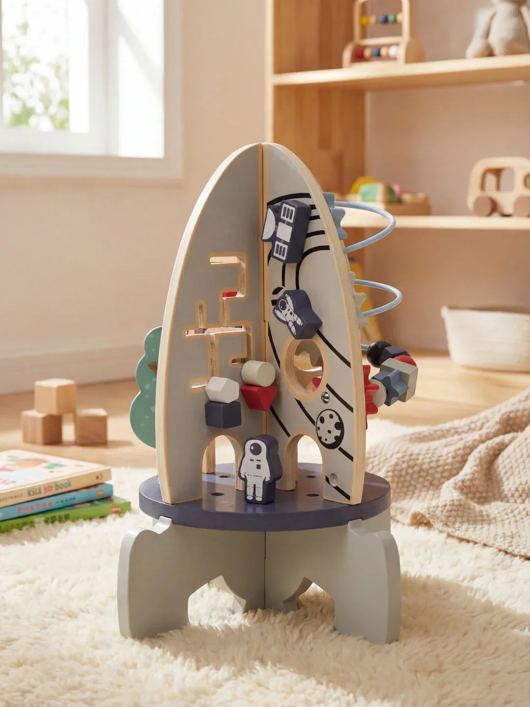 Wooden Activity Rocket For Space Discovery Center Playset
