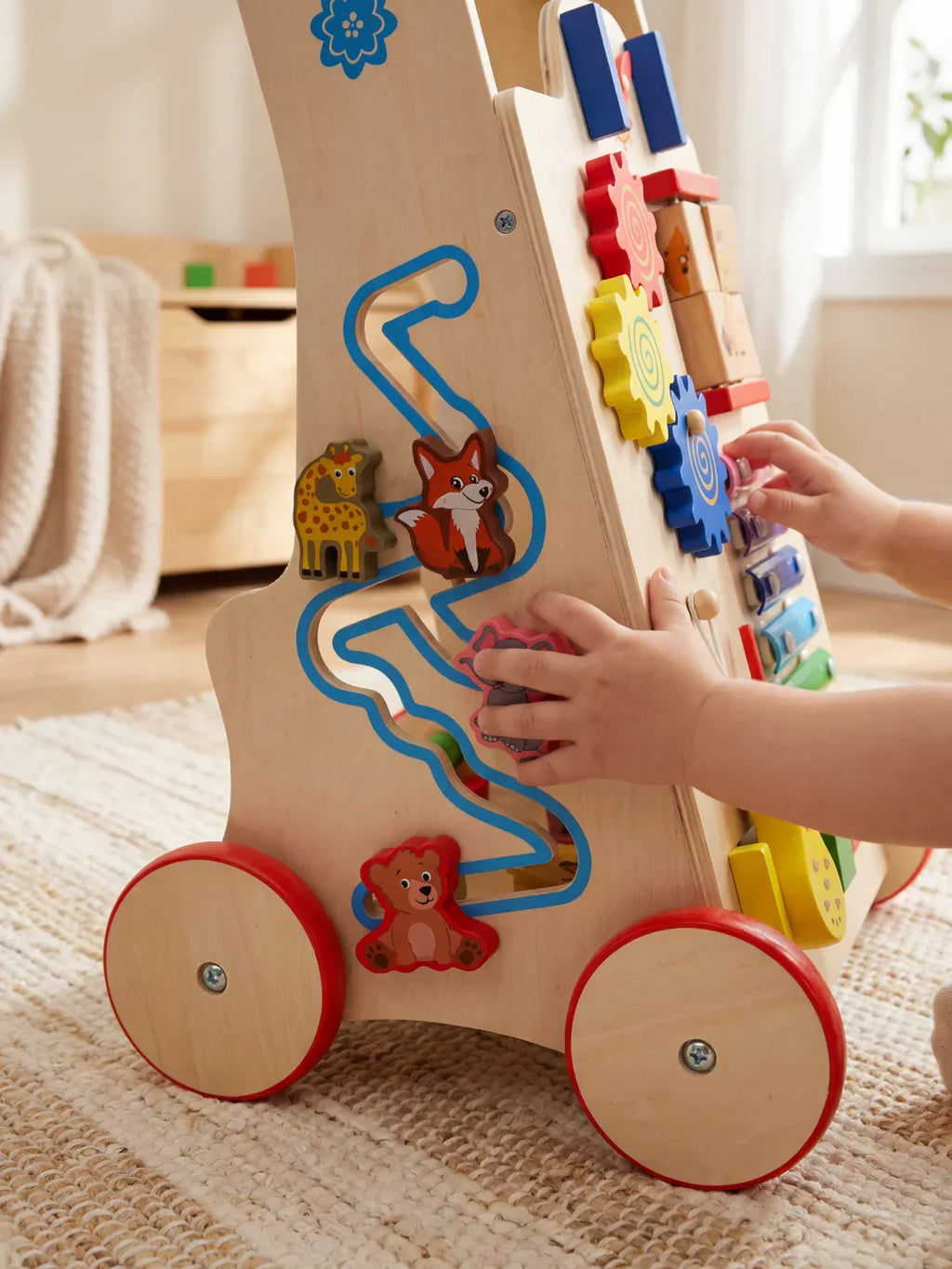 Colorful Wooden Educational Baby Push Walker