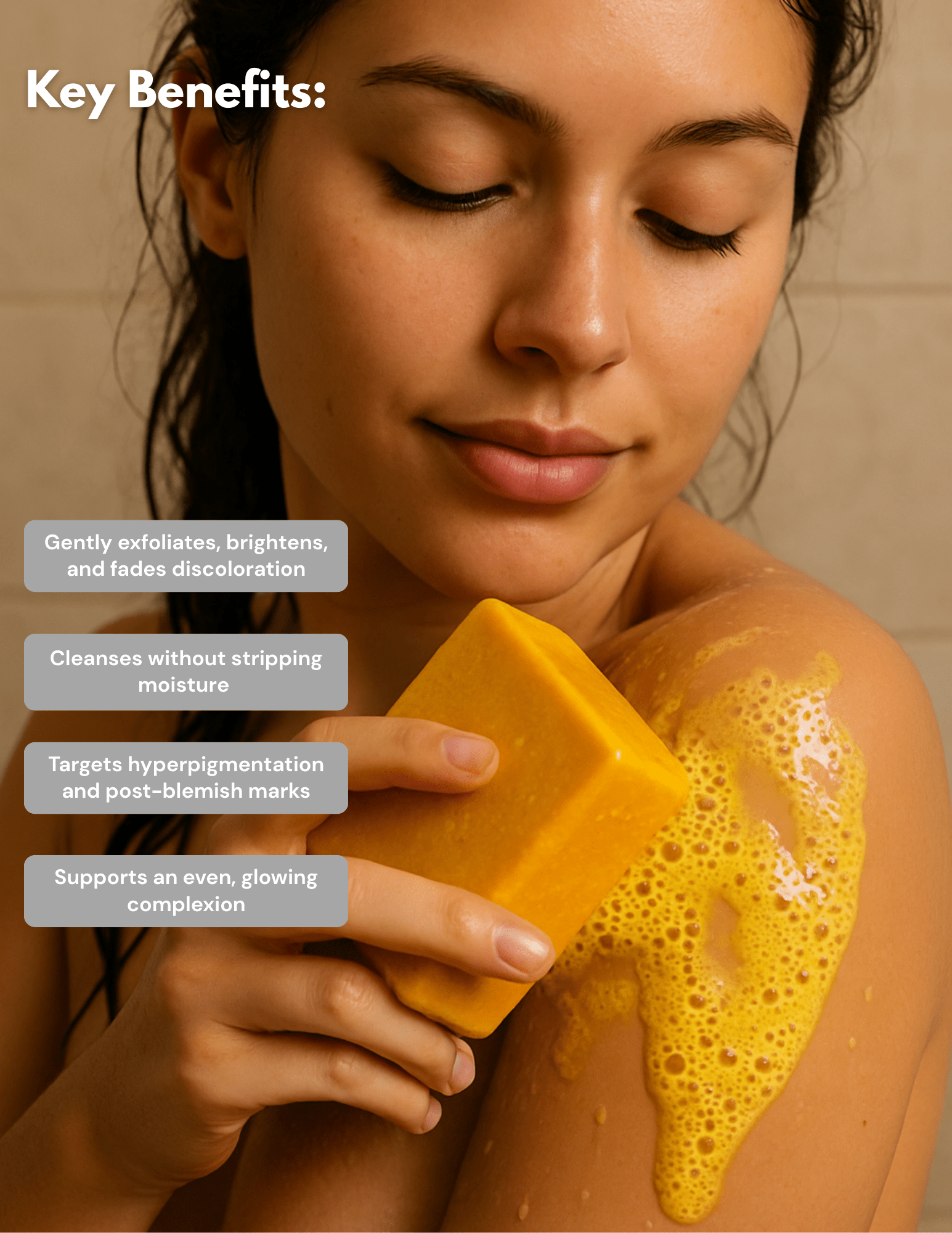 Brightening Turmeric & Kojic Acid Cleansing Bar for Face and Body