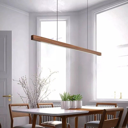 SolaraWood Ayarlanabilir LED Ahşap Yemek Odası Sarkıt Lambası