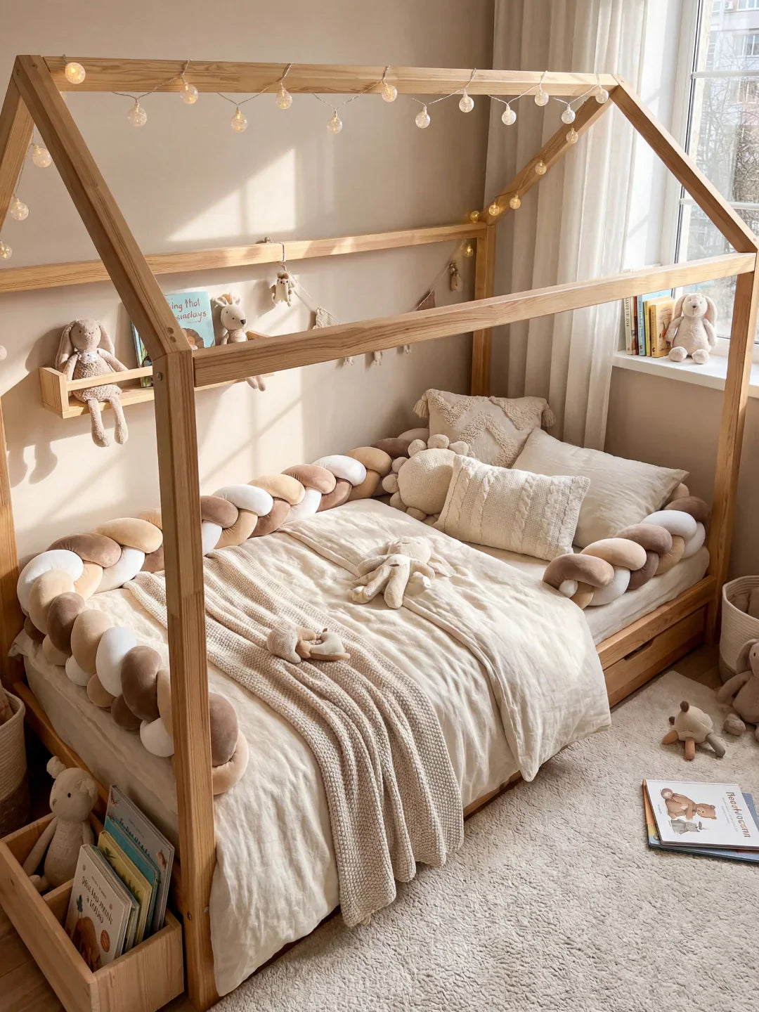 Terracotta Velvet Braided Baby Bed Bumper