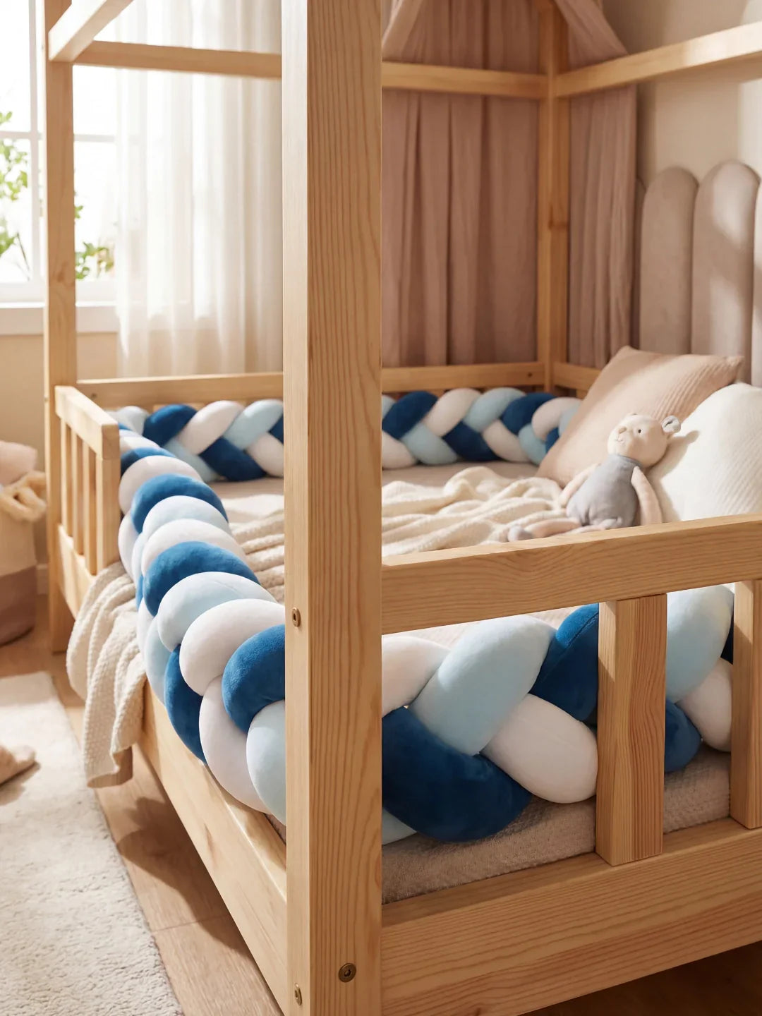 Terracotta Velvet Braided Baby Bed Bumper