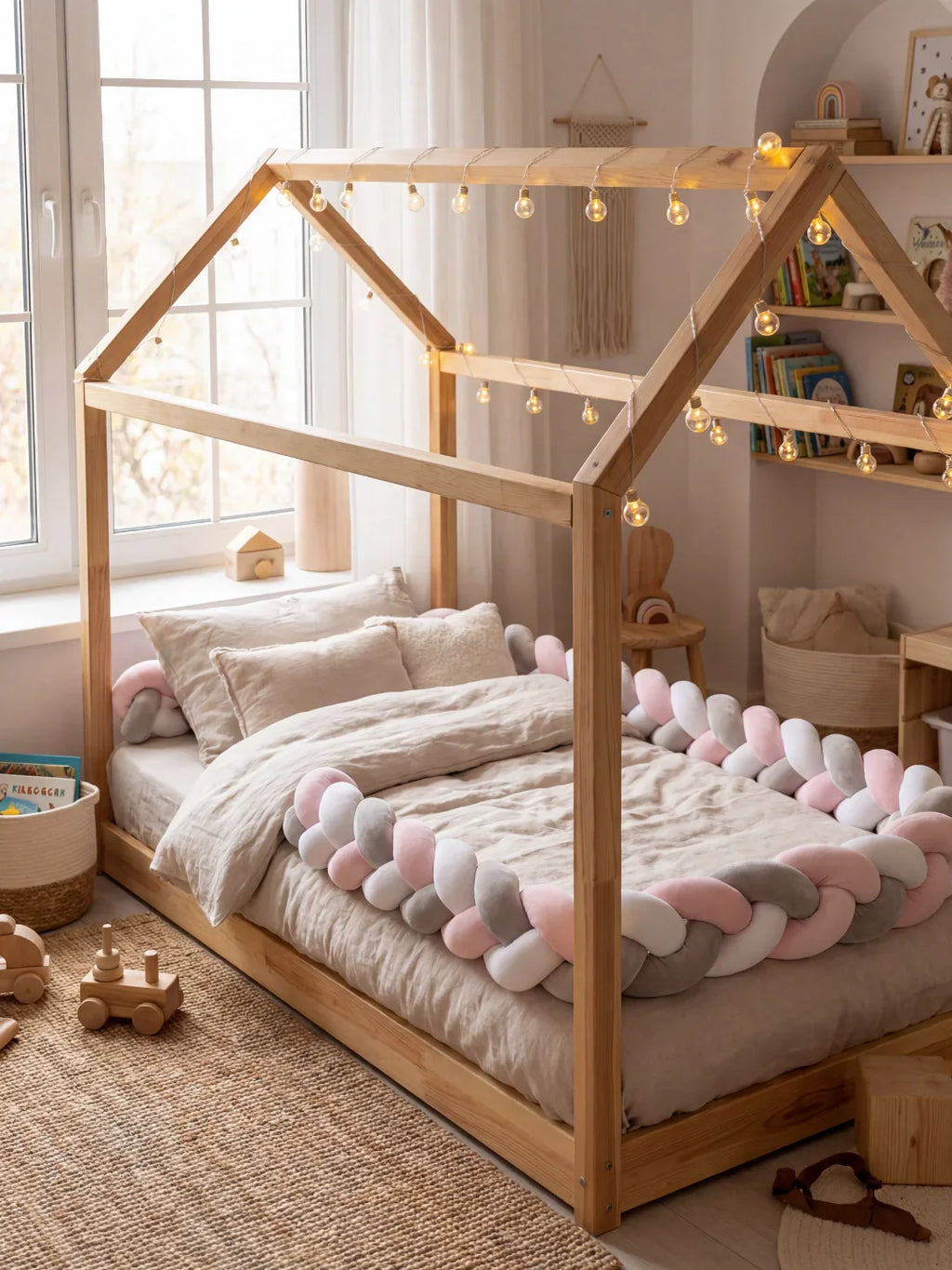 Terracotta Velvet Braided Baby Bed Bumper